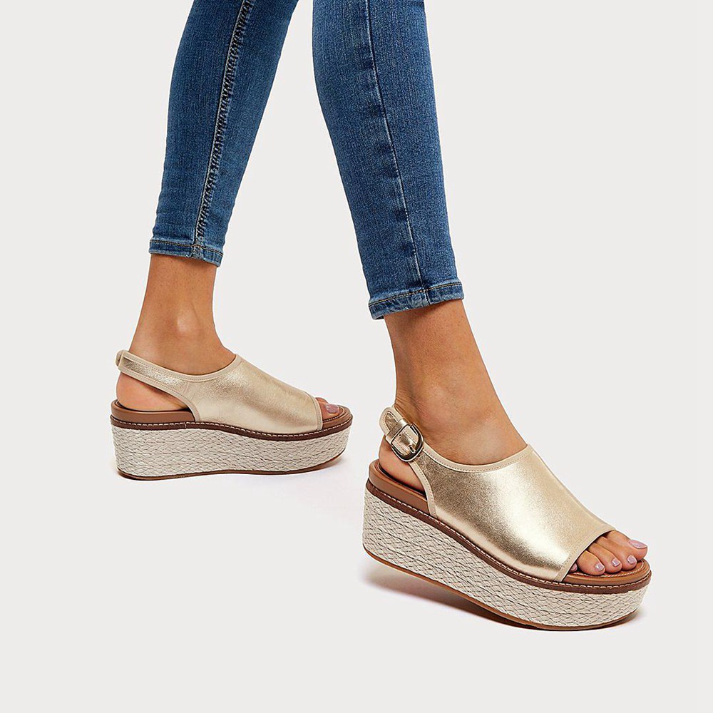 Fitflop Womens Wedge - Eloise Mixed-metallics Back-strap - Gold - 720-VQEODG